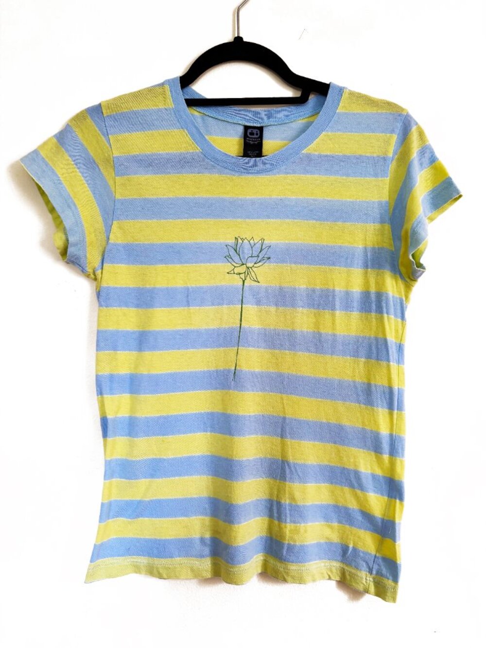 Kids T Shirt by Alternative Vintage Soft - Blue Yellow Stripe Size Kids Large